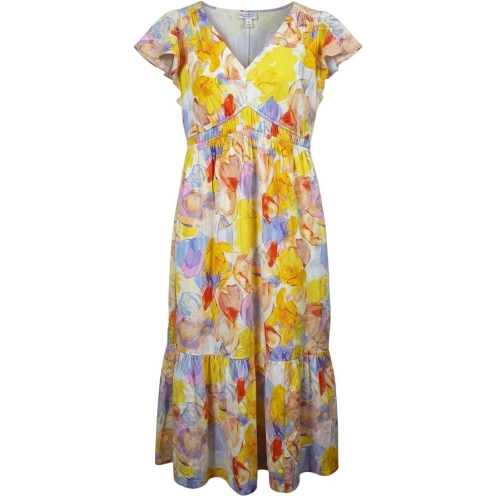 Isabel by Ingrid & Isabel‎ Dress Women XL Yellow Excellent Floral Flutter Midi